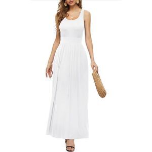 NEW Sleeveless Maxi Dress L Empire Waist Pockets